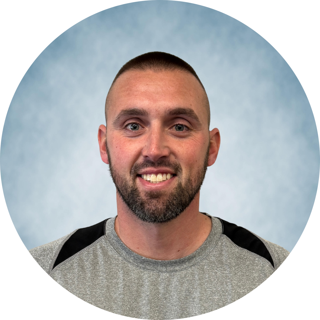 Man with a gray t-shirt